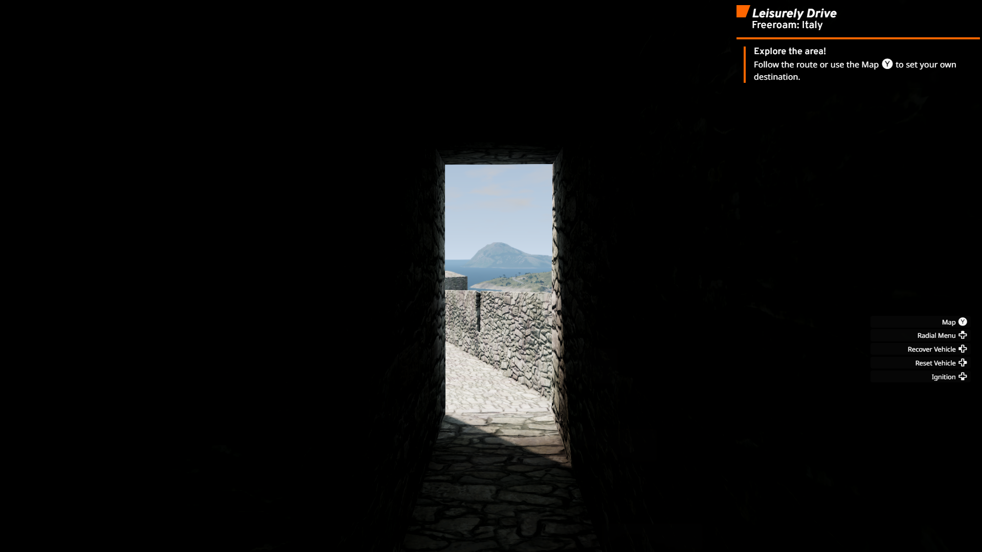 (BeamNG.drive) Right... a driving game... Looking out to the sea from inside a dark stone fort.