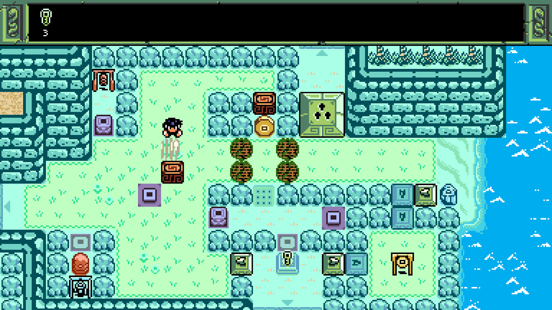 (File photo from Steam page, anything from my file involves too many mild spoilers) Puzzle block pushing with many elements.