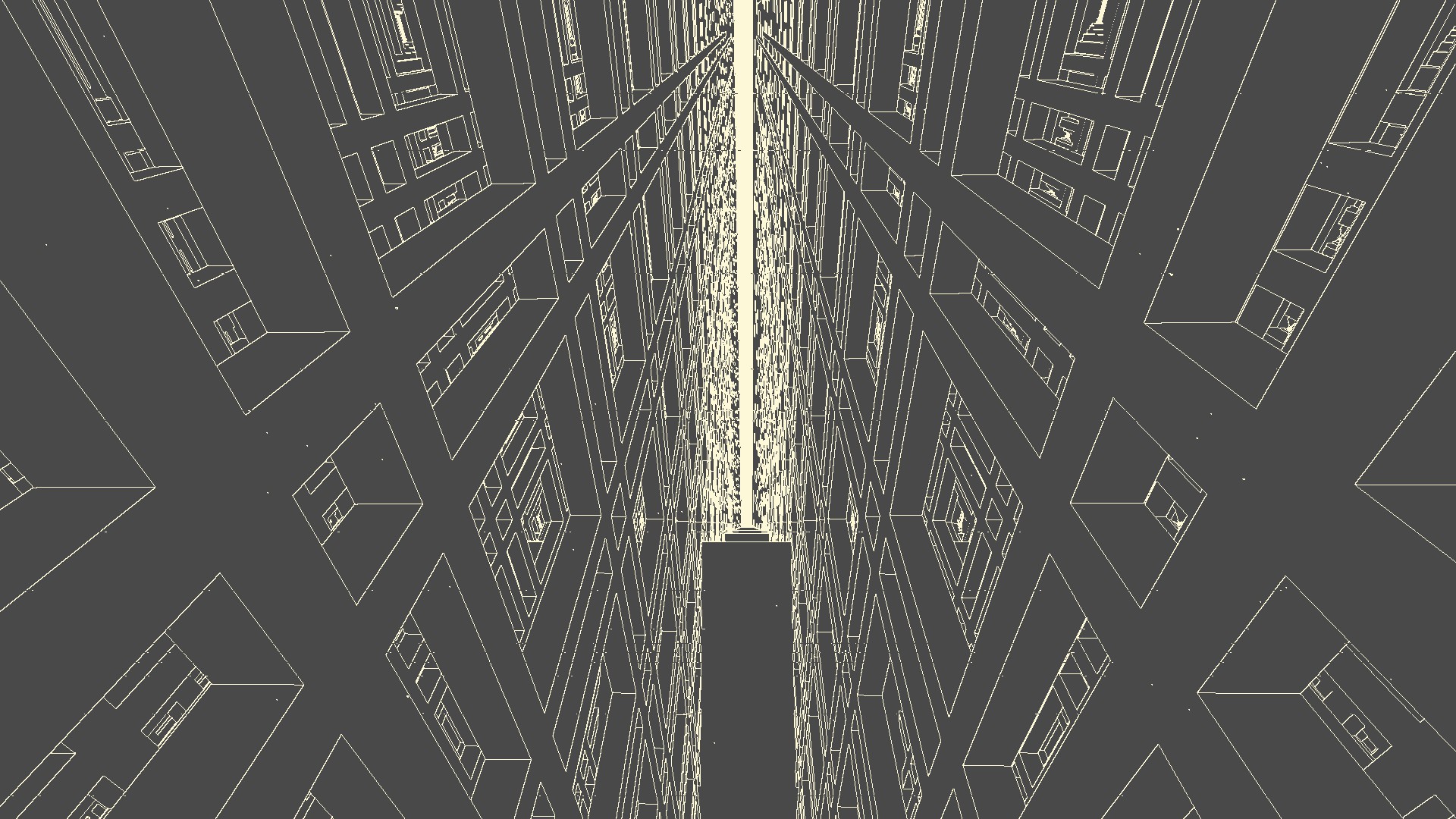 Shapes! Layers upon layers of hollow square tilings.